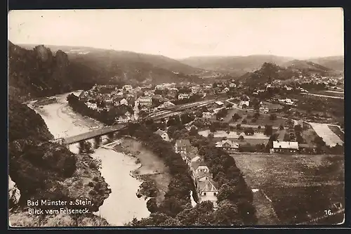 AK Bad Münster a. Stein, Blick vom Felseneck