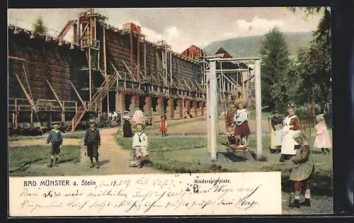 AK Bad Münster a. Stein, Kinderspielplatz