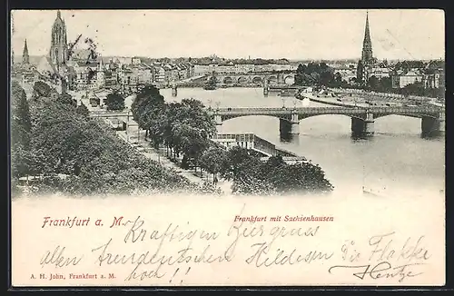 AK Frankfurt a. M., Totalansicht mit Blick nach Sachsenhausen