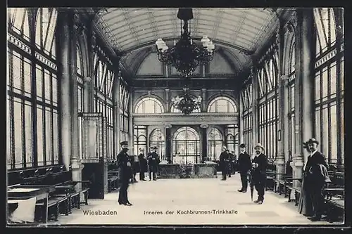 AK Wiesbaden, Inneres der Kochbrunnen-Trinkhalle