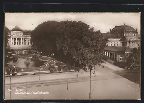 AK Wiesbaden, Kurhaus und Staatstheater