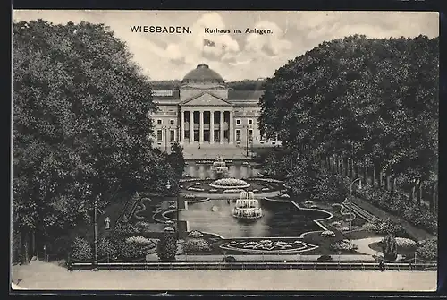 AK Wiesbaden, Kurhaus mit Anlagen