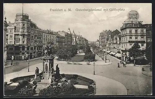 AK Frankfurt /Main, Gutenbergdenkmal und Goetheplatz