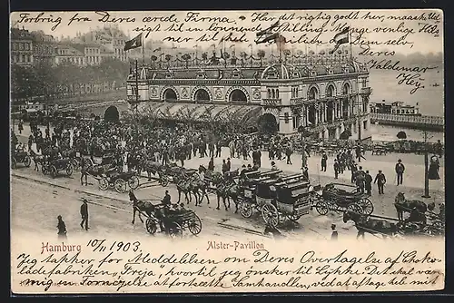 AK Hamburg-Neustadt, Passanten vor dem Alster-Pavillon