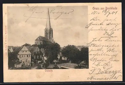 AK Buxtehude, Ostseite der Ortschaft mit Kirche
