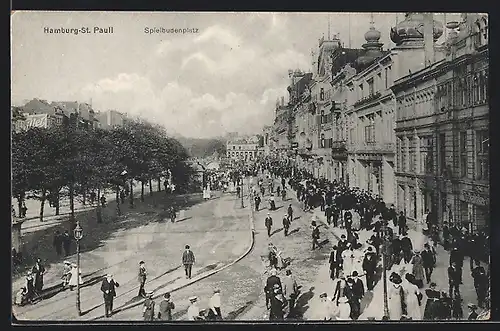 AK Hamburg-St.Pauli, belebter Spielbudenplatz