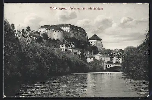AK Tübingen, Neckaransicht mit Schloss