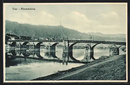AK Trier, Blick auf die Römerbrücke