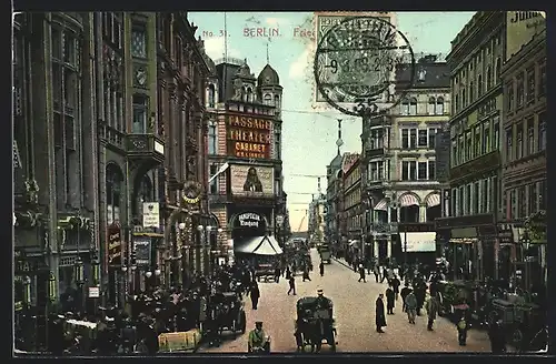 AK Berlin, Friedrichstrasse, Ecke Behrenstrasse, Strassenansicht mit Panopticum-Eingang