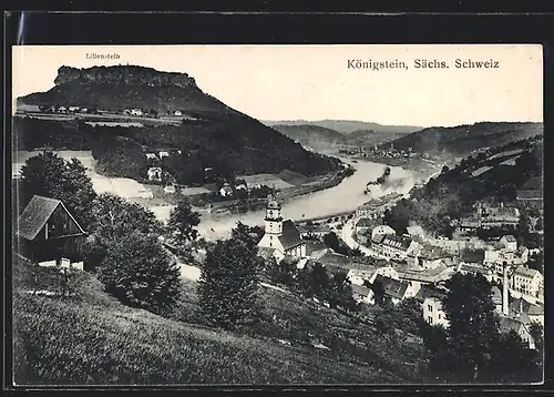 AK Königstein / Sächs. Schweiz, Panorama mit Lilienstein