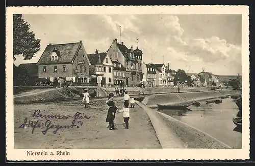 AK Nierstein, Promenade am Rhein