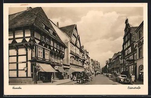 AK Hameln, Osterstrasse mit Geschäften