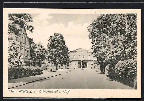 AK Bad Melle i. H., Strassenpartie am Bahnhof