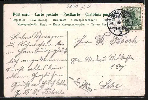 Lithographie Hamburg-Neustadt, Justiz-Palast, Flussidylle