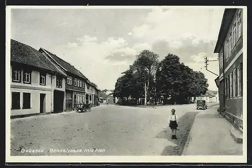 AK Gebesee, Bahnstrasse mit Plan