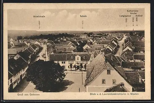 AK Gebesee, Blick von dem Laurentiuskirchturm nach Westen
