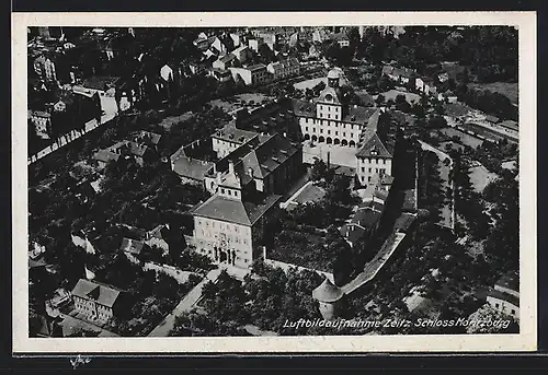 AK Zeitz, Fliegeraufnahme des Ortes mit Schloss Moritzburg