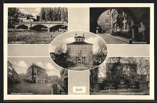 AK Zeitz, Schloss Moritzburg, Rathaushof, Denkmal der Arbeit