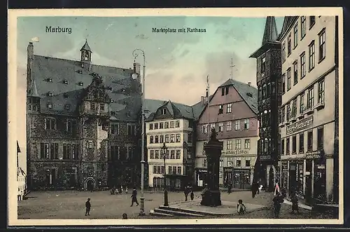 AK Marburg, Marktplatz mit Rathaus