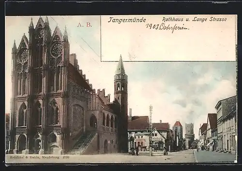 AK Tangermünde, Rathaus und Langestrasse