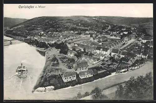 AK Carlshafen / Weser, Totalansicht, Luftbild