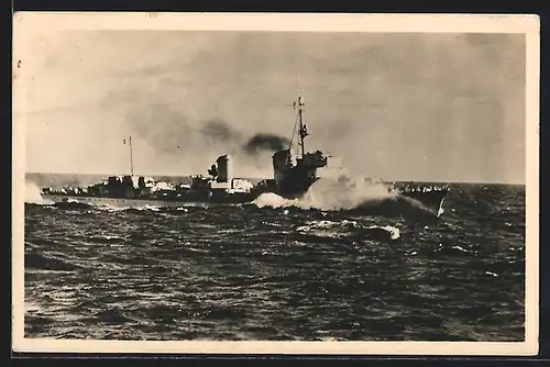 AK Zerstörer Kriegsmarine in der Nordsee