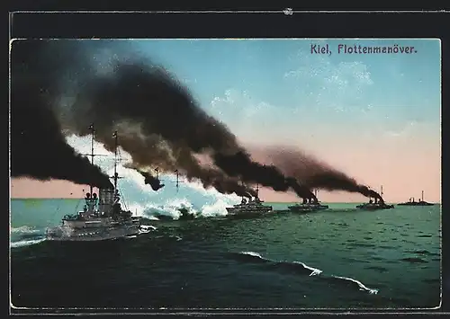 AK Kiel, Kriegsschiffe bei einem Flottenmanöver