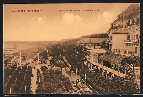 AK Heringsdorf, Blick auf Kurhaus und Strandpromenade