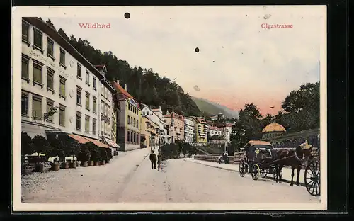 AK Wildbad, Olgastrasse mit Gasthof