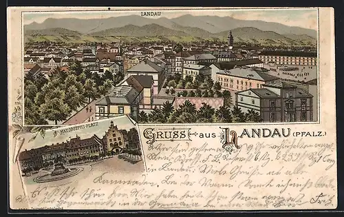 Lithographie Landau, Max-Josefs-Platz