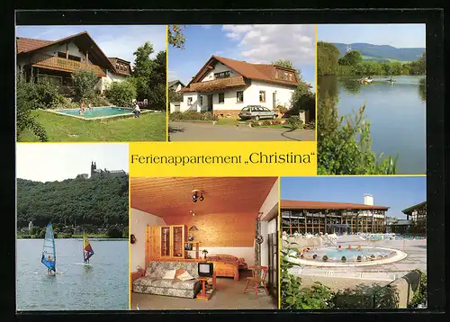 AK Bad Staffelstein, Ferienappartement Christina, Main mit Vierzehnheiligen, Baggersee, Therme Staffelstein