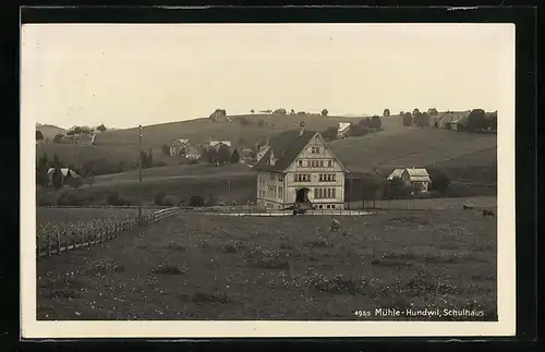 AK Hundwil, Mühle, Blick zum Schulhaus