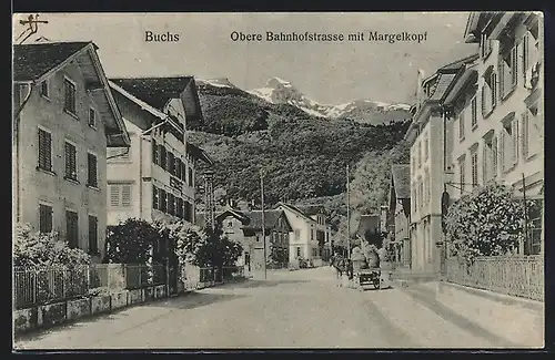 AK Buchs, Obere Bahnhofstrasse mit Margelkopf
