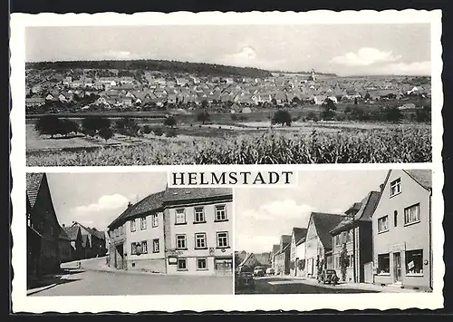 AK Helmstadt, Gesamtansicht und Strassenpartie