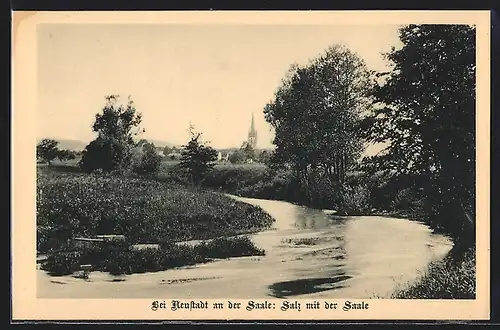 AK Neustadt, Ortspartie mit der Saale