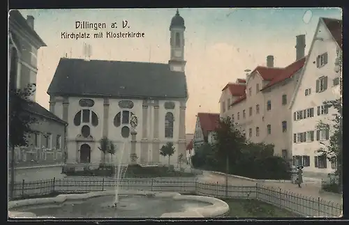 AK Dillingen a. D., Kirchplatz mit Klosterkirche