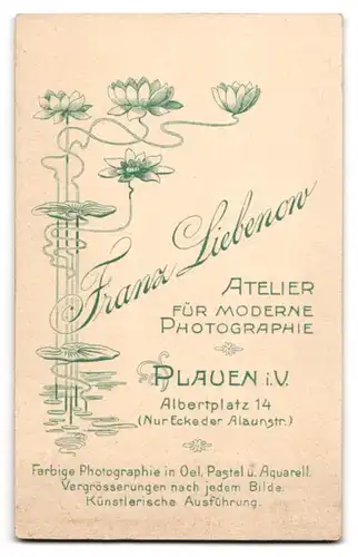 Fotografie Franz Liebenow, Plauen i. V., Albertplatz 14 Ecke Alaunstr., Junge Dame im hübschen Kleid