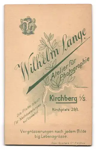 Fotografie Wilhelm Lange, Kirchberg i. S., Kirchplatz 39, Junge Dame mit Spitzenkragen