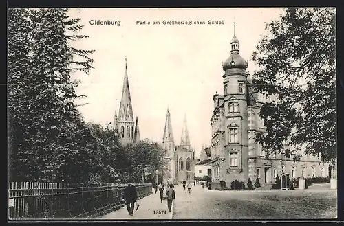AK Oldenburg, Partie am Grossherzogl. Schloss
