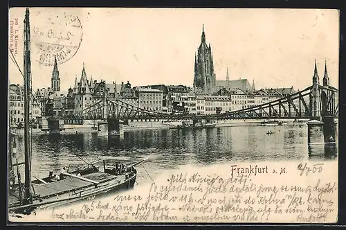 AK Frankfurt a. M., Stadtansicht mit Brücke