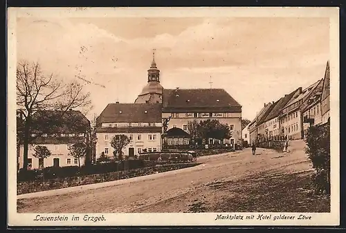 AK Lauenstein, Marktplatz mit Hotel goldener Löwe