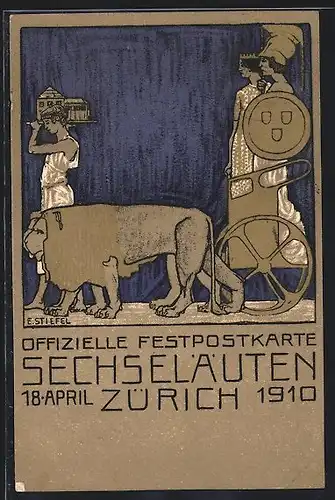 Künstler-AK E. Stiefel: Zürich, Sechseläuten 1910, Festzug
