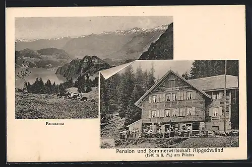 AK Hergiswil, Gasthaus Alpgschwänd, Panorama