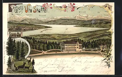 Lithographie Zürich, Gasthaus Uto Staffel, Panorama