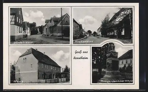 AK Krautheim, Dorfstrasse, Kriegerdenkmal 1914-18, Pfarre