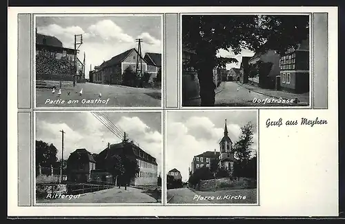 AK Meyhen, Gasthof, Rittergut, Pfarre und Kirche, Dorfstrasse