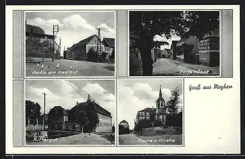 AK Meyhen, Dorfstrasse, Pfarre und Kirche, Rittergut, Gasthof