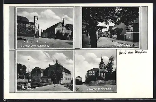 AK Meyhen, Gasthof, Rittergut, Pfarre und Kirche, Dorfstrasse