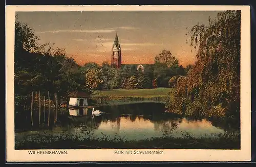 AK Wilhelmshaven, Park mit Schwanenteich