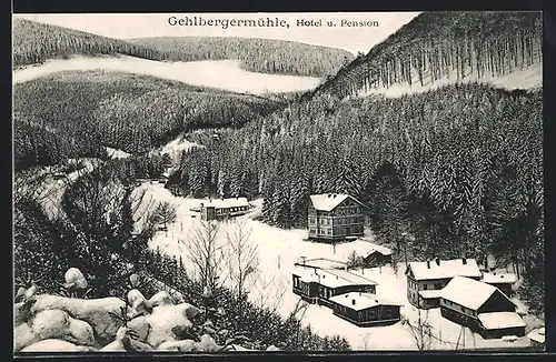 AK Gehlbergermühle, Hotel-Pension Gehlbergermühle im Winter